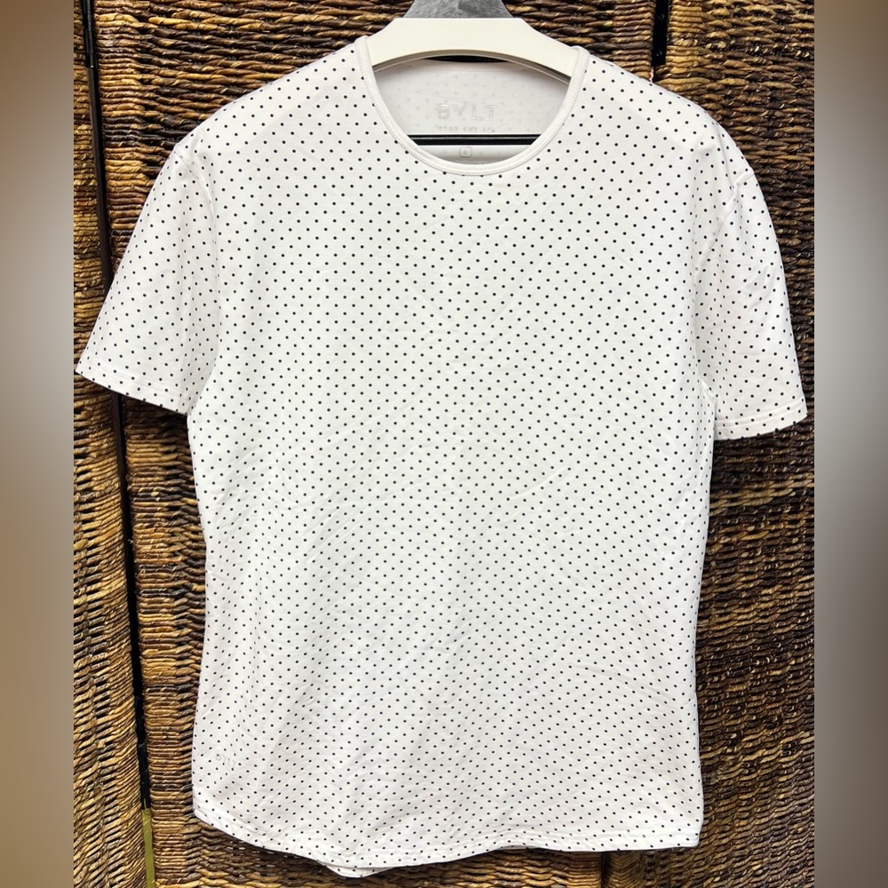 BYLT Basics- Drop‎ Cut, LUX Polka Dot Short Sleeve Tee- Size: Large